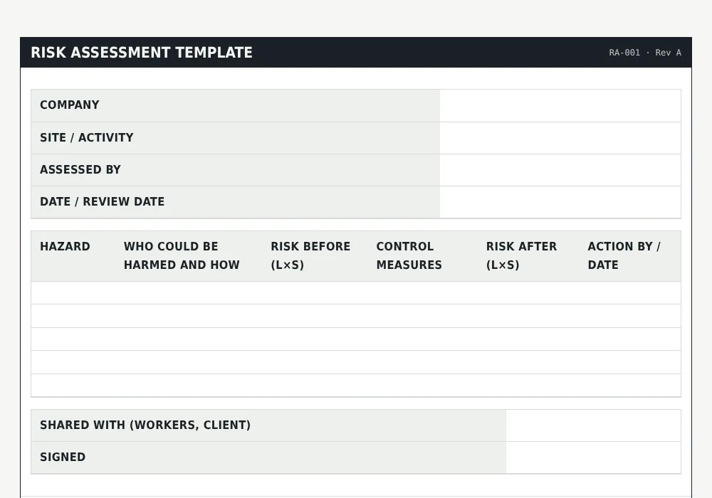 The 5 steps to risk assessment: preview of the free template